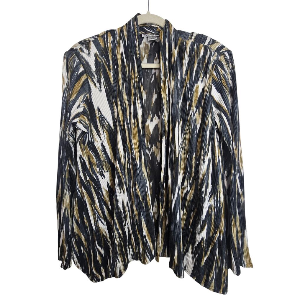 Vintage Alberto Makali Open Front Cardigan Size M Artsy Crimped Mob Wife Retro